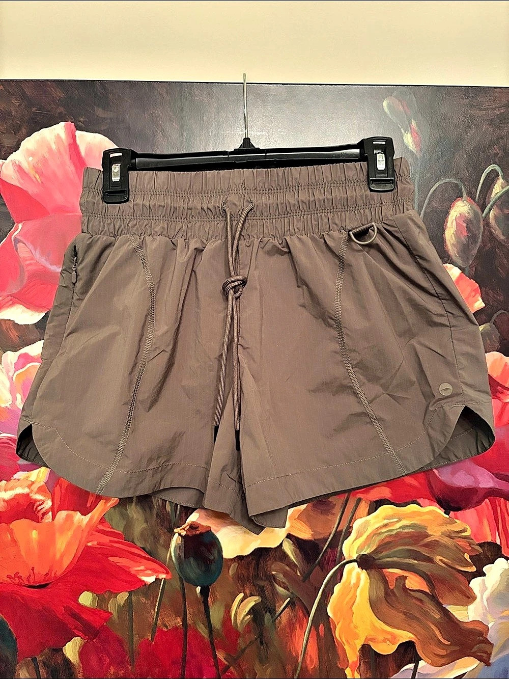 NWOT Avia Athletic Running Shorts Taupe Brown Drawstring Lightweight S(4-6)